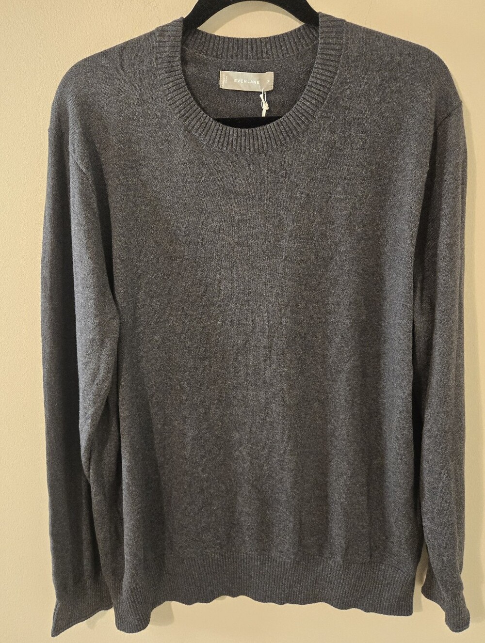 NWT Everlane The No-Sweat Sweater Uniform Heathered Ash XL Crewneck